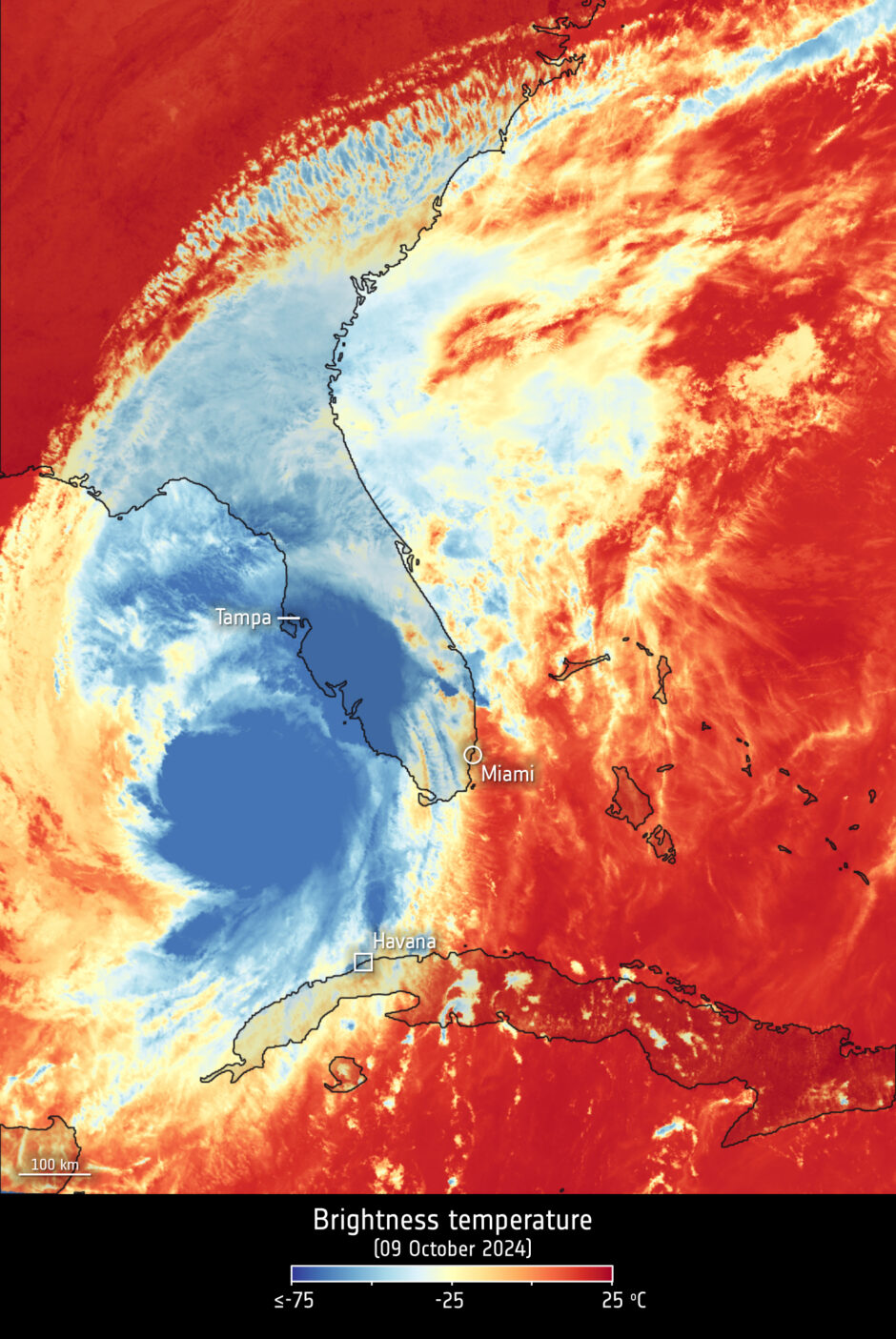 Hurricane Milton viewed by Sentinel 3